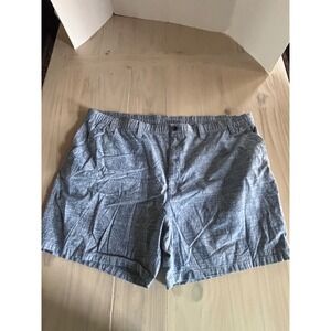 Roundtree & Yorke Mens Blue Tropical Leaf Print Shorts Size 50 Cotton Stretch